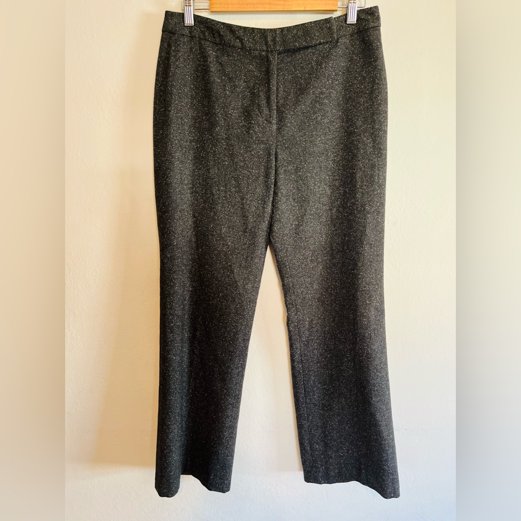 Magaschoni Gray White Wool Blend Lined Straight Pants Size 8